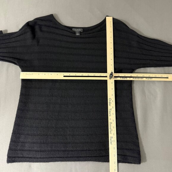 Saks Fifth Avenue Sweater Women's S/P Cashmere Long Sleeve Wide Ribbed Black - Picture 10 of 12